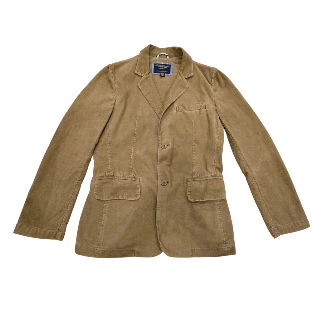 VTG American Eagle Y2K Men XS Corduroy Blazer Jacket Tan Brown Sport Coat